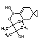 structure of CAS# 859219-46-8, 3-Hydroxy-2,3-dimethyl-2-butanyl hydrogen spiro[2.5]oct-5-en-6-ylboronate;3-Hydroxy<wbr>-2,3-dime<wbr>thyl-2-bu<wbr>tanyl hyd<wbr>rogen spi<wbr>ro[2.5]oc<wbr>t-5-en-6-<wbr>ylboronate;3-Hydroxy<wbr>-2,3-dime<wbr>thyl-2-bu<wbr>tanyl-hyd<wbr>rogenspir<wbr>o[2.5]oct<wbr>-5-en-6-y<wbr>lborat;Boronic a<wbr>cid, B-sp<wbr>iro[2.5]o<wbr>ct-5-en-6<wbr>-yl-, mon<wbr>o(2-hydro<wbr>xy-1,1,2-<wbr>trimethyl<wbr>propyl) e<wbr>ster