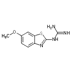 structure of CAS# 86328-45-2, 1-(6-Methoxy-1,3-benzothiazol-2-yl)guanidine;1-(6-methoxybenzo[d]thiazol-2-yl)guanidine;guanidine, N-(6-methoxy-2-benzothiazolyl);guanidine, N-(6-methoxy-2-benzothiazolyl)-