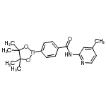 structure of CAS# 864754-46-1, N-(4-Methyl-2-pyridinyl)-4-(4,4,5,5-tetramethyl-1,3,2-dioxaborolan-2-yl)benzamide;BENZAMIDE<wbr>,N-(4-MET<wbr>HYL-2-PYR<wbr>IDINYL)-4<wbr>-(4,4,5,5<wbr>-TETRAMET<wbr>HYL-1,3,2<wbr>-DIOXABOR<wbr>OLAN-2-YL<wbr>)-