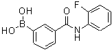 structure of CAS# 874288-35-4, {3-[(2-Fluorophenyl)carbamoyl]phenyl}boronic acid;3-[(2-Fluorophenyl)carbamoyl]benzeneboronic acid;3-[(2-Fluorophenyl)carbamoyl]benzeneboronic acid 98%;3-Borono-N-(2-fluorophenyl)benzamide