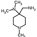 structure of CAS# 876717-12-3, 4-(Aminomethyl)-N,N,1-trimethyl-4-piperidinamine;(4-Aminomethyl-1-methyl-piperidin-4-yl)-dimethyl-amine;[4-(aminomethyl)-1-methyl(4-piperidyl)]dimethylamine;4-(Dimethylamino)-1-methyl-4-piperidinemethanamine