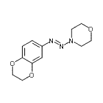 structure of CAS# 883526-57-6, 4-[(E)-2,3-Dihydro-1,4-benzodioxin-6-yldiazenyl]morpholine;(E)-4-((2<wbr>,3-dihydr<wbr>obenzo[b]<wbr>[1,4]diox<wbr>in-6-yl)d<wbr>iazenyl)m<wbr>orpholine;4-[(3,4-Ethylenedioxyphenyl)azo]-morpholine;MFCD06656498