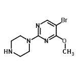 structure of CAS# 885267-38-9, 5-Bromo-4-methoxy-2-(1-piperazinyl)pyrimidine;5-Bromo-2-(piperazin-1-yl)-4-methoxypyrimidine;5-Bromo-4-methoxy-2-(1-piperazinyl)pyrimidine;5-Bromo-4<wbr>-methoxy-<wbr>2-(pipera<wbr>zin-1-yl)<wbr>-1,3-diaz<wbr>ine, 1-(5<wbr>-Bromo-4-<wbr>methoxypy<wbr>rimidin-2<wbr>-yl)piper<wbr>azine