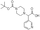 structure of CAS# 885274-51-1, (4-{[(2-Methyl-2-propanyl)oxy]carbonyl}-1-piperazinyl)(3-pyridinyl)acetic acid;2-(4-Boc-piperazino)-2-(3-pyridyl)acetic acid;2-(4-Boc-piperazinyl)-2-(3-pyridinyl)acetic acid;2-(4-BOC-PIPERAZINYL)-2-(3-PYRIDINYL)ACETICACID