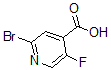 structure of CAS# 885588-12-5, 2-Bromo-5-Fluoro-4-Pyridinecarboxylic Acid;2-Bromo-5-Fluoropyridine-4-Carboxylic Acid, 2-Bromo-4-Carboxy-5-Fluoropyridine;2-Bromo-5-Fluoro-4-Pyridinecarboxylic Acid;2-Bromo-5-Fluoroisonicotinic Acid