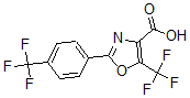 structure of CAS# 886497-47-8, 5-(Trifluoromethyl)-2-[4-(Trifluoromethyl)Phenyl]-4-Oxazolecarboxylic Acid