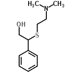 structure of CAS# 88889-92-3, 2-{[2-(Dimethylamino)ethyl]sulfanyl}-2-phenylethanol;2-{[2-(dimethylamino)ethyl]sulfanyl}-2-phenylethan-1-ol;β-(2-Dimethylaminoethylthio)-Phenethyl Alcohol;β-(2-DIMETHYLAMINOETHYLTHIO)-PHENETHYLALCOHOL