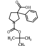 structure of CAS# 889654-10-8, 1-{[(2-Methyl-2-propanyl)oxy]carbonyl}-3-phenyl-3-pyrrolidinecarboxylic acid;1-(tert-Butoxycarbonyl)-3-carboxy-3-phenylpyrrolidine;1-(tert-B<wbr>utoxycarb<wbr>onyl)-3-p<wbr>henylpyrr<wbr>olidine-3<wbr>-carboxyl<wbr>ic acid;1-(tert-B<wbr>utoxycarb<wbr>onyl)-3-p<wbr>henylpyrr<wbr>olidine-3<wbr>-carboxyl<wbr>ic acid, <wbr>1-(tert-B<wbr>utoxycarb<wbr>onyl)-3-c<wbr>arboxy-3-<wbr>phenylpyr<wbr>rolidine