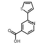 structure of CAS# 893723-57-4, 2-(2-Thienyl)isonicotinic acid;2-(2-thienyl)pyridine-4-carboxylic acid;2-(2-Thienyl)pyridine-4-carboxylic acid, >95%;2-(Thiophen-2-yl)-isonicotinic acid