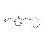 structure of CAS# 893744-01-9, 5-(4-Morpholinylmethyl)-2-thiophenecarbaldehyde;2-Formyl-5-(morpholin-4-ylmethyl)thiophene;2-Formyl-5-[(morpholin-4-yl)methyl]thiophene;2-Formyl-<wbr>5-[(morph<wbr>olin-4-yl<wbr>)methyl]t<wbr>hiophene,<wbr> 5-[(Morp<wbr>holin-4-y<wbr>l)methyl]<wbr>-2-thenal<wbr>dehyde