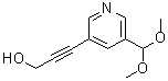 structure of CAS# 898561-64-3, 3-[5-(Dimethoxymethyl)-3-pyridinyl]-2-propyn-1-ol;3-(5-(dimethoxymethyl)pyridin-3-yl)prop-2-yn-1-ol;3-(5-Dimethoxymethyl-pyridin-3-yl)-prop-2-yn-1-ol;MFCD08457779