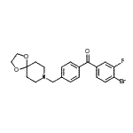 structure of CAS# 898758-00-4, (4-Bromo-3-fluorophenyl)[4-(1,4-dioxa-8-azaspiro[4.5]dec-8-ylmethyl)phenyl]methanone;4-bromo-4<wbr>'-[8-(1,4<wbr>-dioxa-8-<wbr>azaspiro[<wbr>4.5]decyl<wbr>)methyl]-<wbr>3-fluorob<wbr>enzopheno<wbr>ne