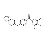 structure of CAS# 898758-52-6, [4-(1,4-Dioxa-8-azaspiro[4.5]dec-8-ylmethyl)phenyl](3,4,5-trifluorophenyl)methanone;4'-[8-(1,<wbr>4-dioxa-8<wbr>-azaspiro<wbr>[4.5]decy<wbr>l)methyl]<wbr>-3,4,5-tr<wbr>ifluorobe<wbr>nzophenone