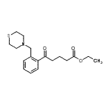 structure of CAS# 898782-62-2, Ethyl 5-oxo-5-[2-(4-thiomorpholinylmethyl)phenyl]pentanoate;ethyl 5-oxo-5-[2-(thiomorpholinomethyl)phenyl]valerate