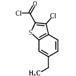 structure of CAS# 901555-86-0, 3-Chloro-6-ethyl-1-benzothiophene-2-carbonyl chloride;3-chloro-6-ethyl-1-benzothiophene-2-carbonylchloride;3-Chloro-6-Ethyl-Benzo[B]Thiophene-2-Carbonyl Chloride;3-CHLORO-6-ETHYLBENZO[B]THIOPHENE-2-CARBONYL CHLORIDE