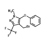 structure of CAS# 912569-72-3, 4-(Bromomethyl)-1-methyl-5-phenoxy-3-(trifluoromethyl)-1H-pyrazole;4-(Bromom<wbr>ethyl)-1-<wbr>methyl-5-<wbr>phenoxy-3<wbr>-(trifluo<wbr>romethyl)<wbr>-1H-pyraz<wbr>ole;4-(Bromom<wbr>ethyl)-1-<wbr>methyl-5-<wbr>phenoxy-3<wbr>-(trifluo<wbr>romethyl)<wbr>-1H-pyraz<wbr>ole 97%;MFCD09879947