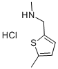 structure of CAS# 912569-78-9, N,5-Dimethyl-2-Thiophenemethanamine Hydrochloride (1:1);N-Methyl-N-[(5-Methylthien-2-Yl)Methyl]Amine  Monohydrochloride;N-Methyl-N-[(5-Methylthien-2-Yl)Methyl]Amine Monohydrochloride;2-Methyl-5-[(Methylamino)Methyl]Thiophene Hydrochloride 97%