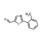 structure of CAS# 915919-92-5, 2-(2-Methylphenyl)-1,3-thiazole-5-carbaldehyde;2-o-Tolyl-thiazole-5-carbaldehyde;5-thiazolecarboxaldehyde, 2-(2-methylphenyl);MFCD08060581