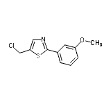 structure of CAS# 915920-12-6, 5-(Chloromethyl)-2-(3-methoxyphenyl)-1,3-thiazole;5-(chloromethyl)-2-(3-methoxyphenyl)-1,3-thiazole;5-(chloro<wbr>methyl)-2<wbr>-(3-metho<wbr>xyphenyl)<wbr>-1,3-thia<wbr>zole hydr<wbr>ochloride;MFCD08691607