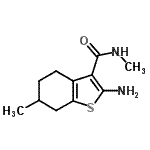 structure of CAS# 915920-53-5, 2-Amino-N,6-dimethyl-4,5,6,7-tetrahydro-1-benzothiophene-3-carboxamide;2-amino-N<wbr>,6-dimeth<wbr>yl-4,5,6,<wbr>7-tetrahy<wbr>dro-1-ben<wbr>zothiophe<wbr>ne-3-carb<wbr>oxamide;MFCD00782330