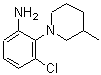 结构式 CAS# 915921-30-1, 3-氯-2-(3-甲基-1-哌啶基)苯胺