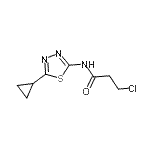 structure of CAS# 915924-05-9, 3-Chloro-N-(5-cyclopropyl-1,3,4-thiadiazol-2-yl)propanamide;3-chloro-N-(5-cyclopropyl(1,3,4-thiadiazol-2-yl))propanamide;3-chloro-N-(5-cyclopropyl-1,3,4-thiadiazol-2-yl)propanamide;3-Chloro-N-(5-cyclopropyl-1,3,4-thiadiazol-2-yl)-propanamide