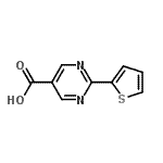 structure of CAS# 916766-97-7, 2-(2-Thienyl)-5-pyrimidinecarboxylic acid;2-(2-thienyl)-5-pyrimidinecarboxylic acid;2-(5-Carboxypyrimidin-2-yl)thiophene;2-(Thien-2-yl)pyrimidine-5-carboxylic acid