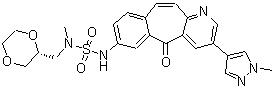 structure of CAS# 917879-39-1, N-[(2R)-1,4-Dioxan-2-ylmethyl]-N-methyl-N'-[3-(1-methyl-1H-pyrazol-4-yl)-5-oxo-5H-benzo[4,5]cyclohepta[1,2-b]pyridin-7-yl]sulfuric diamide;MK 2461;MK-2461;N-((2R)-1<wbr>,4-Dioxan<wbr>-2-ylmeth<wbr>yl)-N-met<wbr>hyl-N'-[3<wbr>-(1-methy<wbr>l-1H-pyra<wbr>zol-4-yl)<wbr>-5-oxo-5H<wbr>-benzo[4,<wbr>5]cyclohe<wbr>pta[1,2-b<wbr>]pyridin-<wbr>7-yl]sulf<wbr>amide