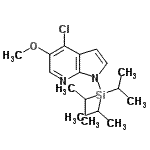 structure of CAS# 926004-73-1, 4-Chloro-5-methoxy-1-(triisopropylsilyl)-1H-pyrrolo[2,3-b]pyridine;1H-Pyrrol<wbr>o[2,3-b]p<wbr>yridine, <wbr>4-chloro-<wbr>5-methoxy<wbr>-1-[tris(<wbr>1-methyle<wbr>thyl)sily<wbr>l]-