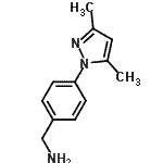 structure of CAS# 930111-11-8, 1-[4-(3,5-Dimethyl-1H-pyrazol-1-yl)phenyl]methanamine;[4-(3,5-D<wbr>imethyl-1<wbr>H-pyrazol<wbr>-1-yl)phe<wbr>nyl]methy<wbr>lamine, 1<wbr>-[4-(Amin<wbr>omethyl)p<wbr>henyl]-3,<wbr>5-dimethy<wbr>l-1H-pyra<wbr>zole;[4-(3,5-dimethylpyrazolyl)phenyl]methylamine;4-(3,5-Dimethyl-1H-pyrazol-1-yl)benzylamine, tech