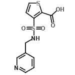 structure of CAS# 936077-73-5, 3-[(3-Pyridinylmethyl)sulfamoyl]-2-thiophenecarboxylic acid;3-(N-(pyr<wbr>idin-3-yl<wbr>methyl)su<wbr>lfamoyl)t<wbr>hiophene-<wbr>2-carboxy<wbr>lic acid;3-[(pyridin-3-ylmethyl)sulfamoyl]thiophene-2-carboxylic acid;3-{[(3-py<wbr>ridinylme<wbr>thyl)amin<wbr>o]sulfony<wbr>l}-2-thio<wbr>phenecarb<wbr>oxylic ac<wbr>id