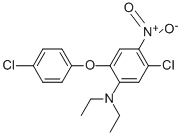 structure of CAS# 94094-38-9, N1,N1-Diethyl-5-Chloro-2-(4-Chlorophenoxy)-4-Nitroaniline;5-Chloro-2-(4-Chlorophenoxy)-N,N-Diethyl-4-Nitro-Aniline;[5-Chloro-2-(4-Chlorophenoxy)-4-Nitro-Phenyl]-Diethyl-Amine;Zinc04276902