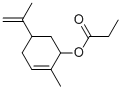 structure of CAS# 97-45-0, 2-Methyl-5-(1-Methylethenyl)-2-Cyclohexen-1-Ol 1-Propanoate;(5-Isopropenyl-2-Methyl-1-Cyclohex-2-Enyl) Propanoate;Propanoic Acid (5-Isopropenyl-2-Methyl-1-Cyclohex-2-Enyl) Ester;Propionic Acid (5-Isopropenyl-2-Methyl-1-Cyclohex-2-Enyl) Ester