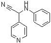 structure of CAS# 97383-66-9, Anilino(4-pyridinyl)acetonitrile;2-(phenylamino)-2-(pyridin-4-yl)acetonitrile;Anilino(p<wbr>yridin-4-<wbr>yl)aceton<wbr>itrile, 4<wbr>-[Cyano(p<wbr>henylamin<wbr>o)methyl]<wbr>pyridine;MFCD06245416
