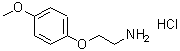 structure of CAS# 98959-77-4, 2-(4-Methoxyphenoxy)ethanamine hydrochloride (1:1);, tech.;[2-(4-methoxyphenoxy)ethyl]amine hydrochloride;[2-(4-methoxyphenoxy)ethyl]ammonium chloride