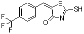 structure of CAS# 99460-76-1, (5E)-2-Sulfanyl-5-[4-(trifluoromethyl)benzylidene]-1,3-thiazol-4(5H)-one;(5E)-2-me<wbr>rcapto-5-<wbr>[4-(trifl<wbr>uoromethy<wbr>l)benzyli<wbr>dene]-1,3<wbr>-thiazol-<wbr>4(5H)-one;(5E)-2-Me<wbr>rcapto-5-<wbr>[4-(trifl<wbr>uoromethy<wbr>l)-benzyl<wbr>idene]-1,<wbr>3-thiazol<wbr>-4(5H)-one;2-Thioxo-5-(4-trifluoromethyl-benzylidene)-thiazolidin-4-one