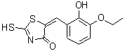 structure of CAS# 99988-45-1, (5E)-5-(3-Ethoxy-2-hydroxybenzylidene)-2-sulfanyl-1,3-thiazol-4(5H)-one;(5E)-5-(3<wbr>-Ethoxy-2<wbr>-hydroxyb<wbr>enzyliden<wbr>e)-2-merc<wbr>apto-1,3-<wbr>thiazol-4<wbr>(5H)-one;5-(3-etho<wbr>xy-2-hydr<wbr>oxybenzyl<wbr>idene)-2-<wbr>thioxo-1,<wbr>3-thiazol<wbr>idin-4-one;5-(3-Etho<wbr>xy-2-hydr<wbr>oxy-benzy<wbr>lidene)-2<wbr>-thioxo-t<wbr>hiazolidi<wbr>n-4-one