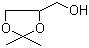 structure of CAS# 100-79-8, Solketal;(+/-)-2,2-Dimethyl-1,3-dioxolane-4-methanol; (+/-)-2,2-Dimethyl-4-hydroxymethyl-1,3-dioxolane; 1,2-Isopropylidene-rac-glycerol