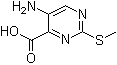 structure of CAS# 100130-05-0, 5-Amino-2-(methylthio)pyrimidine-4-carboxylic acid