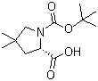 结构式 CAS# 1001353-87-2, (2S)-4,4-二甲基-1,2-吡咯烷二羧酸 1-叔丁酯
