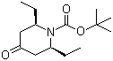 structure of CAS# 1003843-30-8, N-Boc-2,6-diethyl-4-oxo-piperdine;cis-2,6-Diethyl-4-oxopiperidine-1-carboxylic acid tert-butyl ester