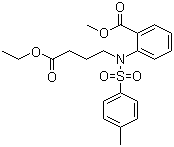 structure of CAS# 100627-39-2, 2-[(4-Ethoxy-4-oxobutyl)[(4-methylphenyl)sulfonyl]amino]benzoic acid methyl ester;N-(3-Carboxypropyl)-N-(p-tolylsulfonyl)anthranilic acid N-ethyl 1-methyl ester
