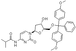 结构式 CAS# 100898-62-2, 5'-O-(二甲氧基三苯甲基)-N-异丁酰基-2'-脱氧胞苷
