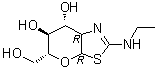 structure of CAS# 1009816-48-1, Thiamet G;(3aR,5R,6S,7R,7aR)-2-(Ethylamino)-5-(hydroxymethyl)-5,6,7,7a-tetrahydro-3aH-pyrano[3,2-d]thiazole-6,7-diol
