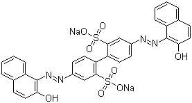 structure of CAS# 10169-02-5, Acid Red 97;Disodium 4,4'-bis(2-hydroxynaphthalen-1-ylazo)biphenyl-2,6'-disulphonate