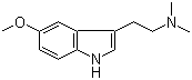 structure of CAS# 1019-45-0, N,N-Dimethyl-5-methoxytryptamine;3-(2-Dimethylaminoethyl)-5-methoxyindole; N-[2-(5-Methoxy-1H-indol-3-yl)ethyl]-N,N-dimethylamine