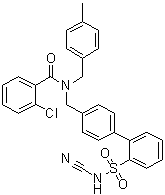 结构式 CAS# 1019331-10-2, 2-氯-N-[[2'-[(氰基氨基)磺酰基][1,1'-联苯]-4-基]甲基]-N-[(4-甲基苯基)甲基]苯甲酰胺