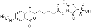structure of CAS# 102568-43-4, Sulfosuccinimidyl 6-((4-azido-2-nitrophenyl)amino)hexanoate;6-[(4-Azido-2-nitrophenyl)amino]hexanoic acid 2,5-dioxo-3-sulfo-1-pyrrolidinyl ester