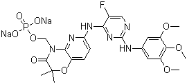 structure of CAS# 1025687-58-4, Fostamatinib disodium;R 788 sodium; R 935788 sodium; 6-[[5-Fluoro-2-[(3,4,5-trimethoxyphenyl)amino]-4-pyrimidinyl]amino]-2,2-dimethyl-4-[(phosphonooxy)methyl]-2H-pyrido[3,2-b]-1,4-oxazin-3(4H)-one sodium salt