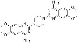 structure of CAS# 102839-00-9, 2,2'-(1,4-Piperazinediyl)bis[6,7-dimethoxy-4-quinazolinamine]